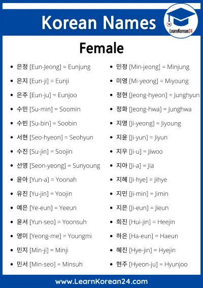 Female Korean Names List