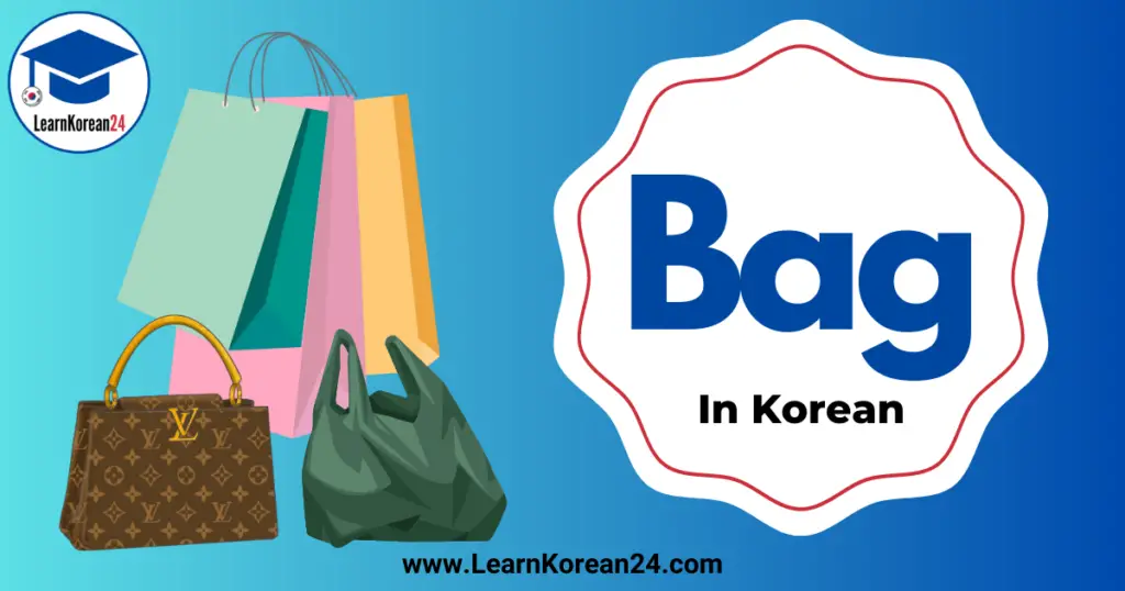 Pictures of various kinds of bag with the title "Bag In Korean"